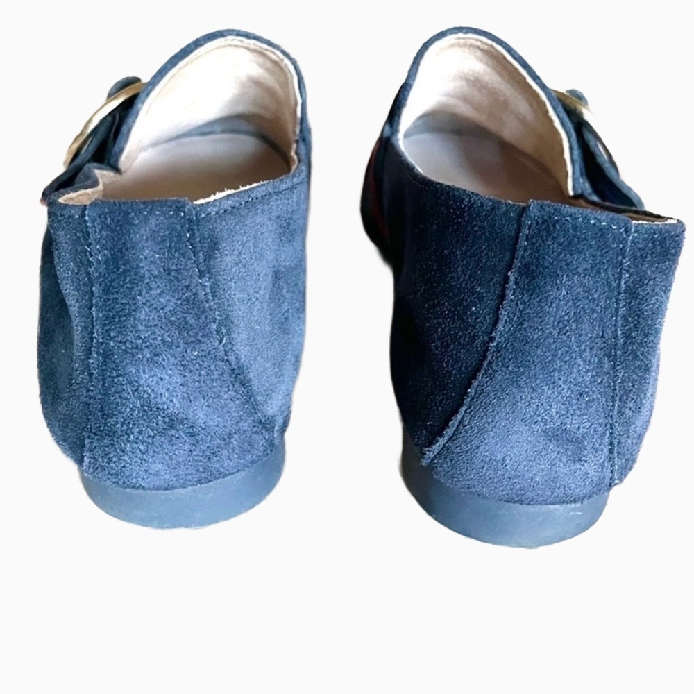 Paul Green Banner Loafers Navy Blue Suede Gold Buckle Size 7.5 - Picture 7 of 12